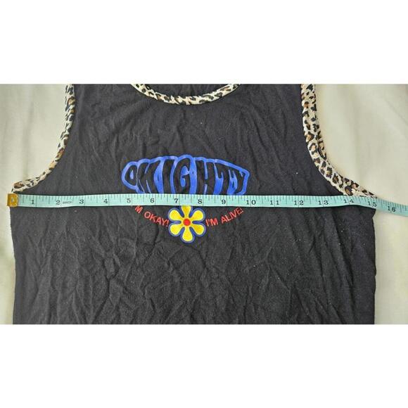 Omighty I'm Okay I'm Alive Leopard Trim Horse Tank - Size M - Picture 5 of 6
